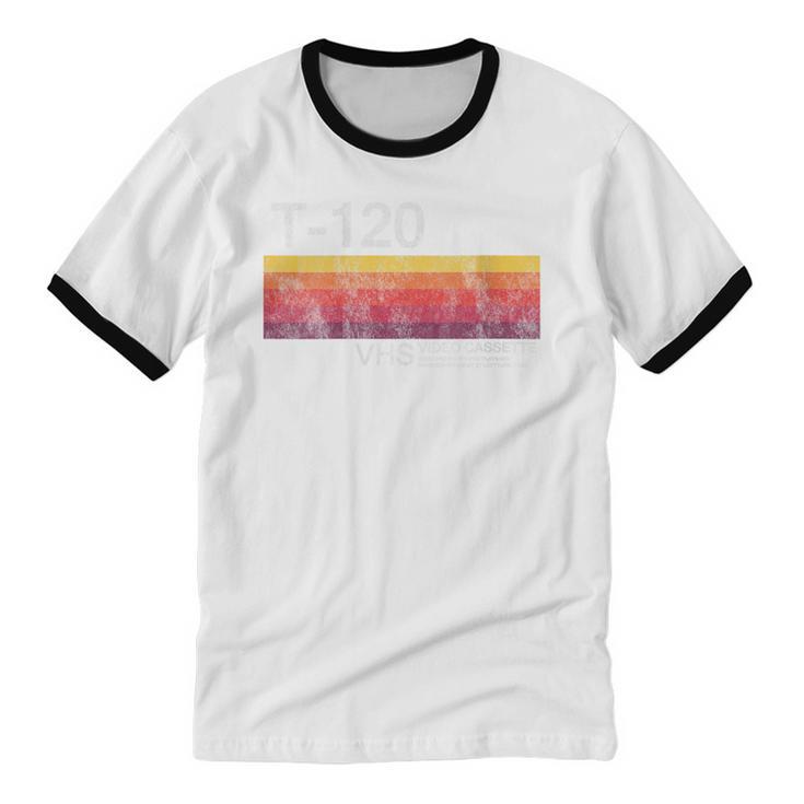 Video Cassette Tape VHS 80s 90s Nostalgia Costume Unisex Cotton Ringer T-Shirt
