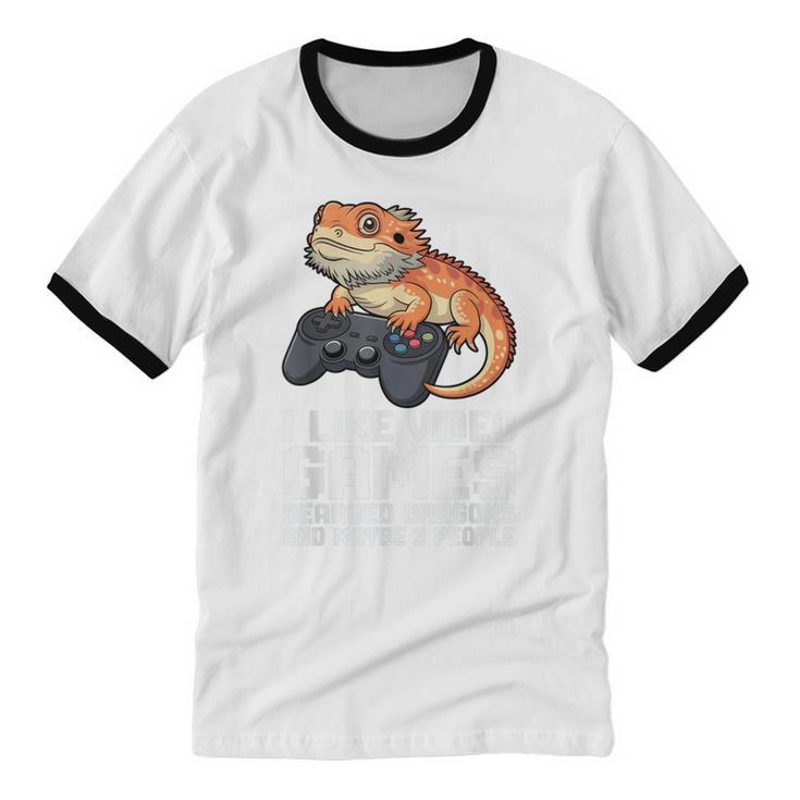 I Like Video Games Bearded Dragon Gamer Introvert Mood Unisex Cotton Ringer T-Shirt I Like Video Games Bearded Dragon Gamer Introvert Mood Unisex Cotton Ringer T-Shirt