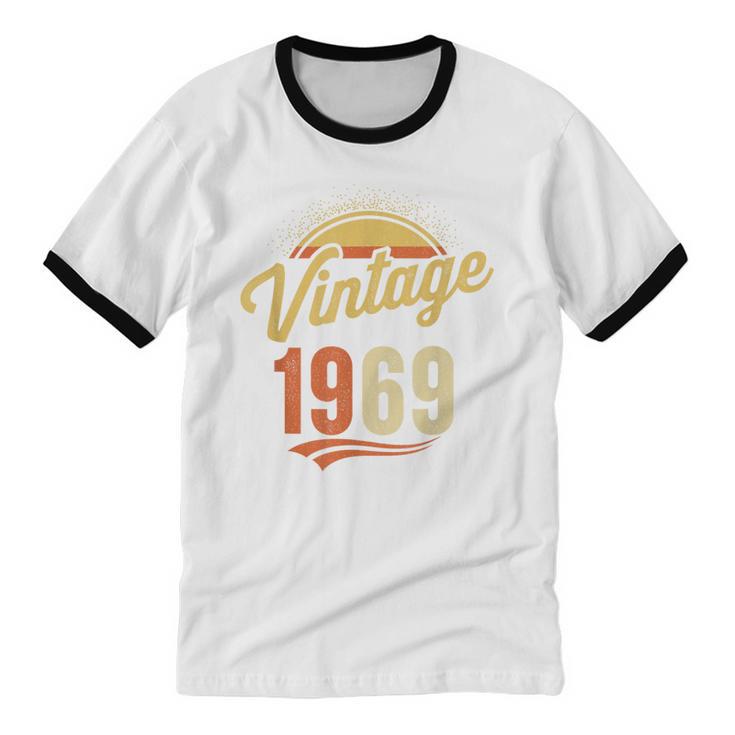 Vintage 1969 Retro Era Badge For Nostalgia Fans Unisex Cotton Ringer T-Shirt Vintage 1969 Retro Era Badge For Nostalgia Fans Unisex Cotton Ringer T-Shirt