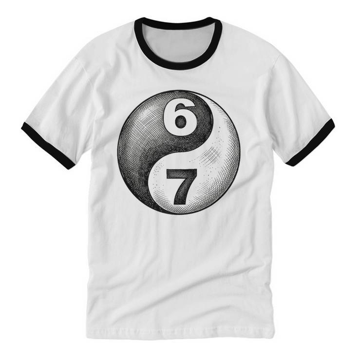 Vintage 6 7 Sketch Yin Yang Namaste Six Seven Nostalgia Unisex Cotton Ringer T-Shirt