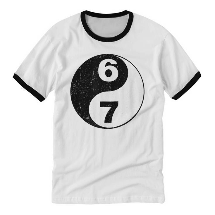Vintage 6 7 Yin Yang Namaste Six Seven Nostalgia Unisex Cotton Ringer T-Shirt