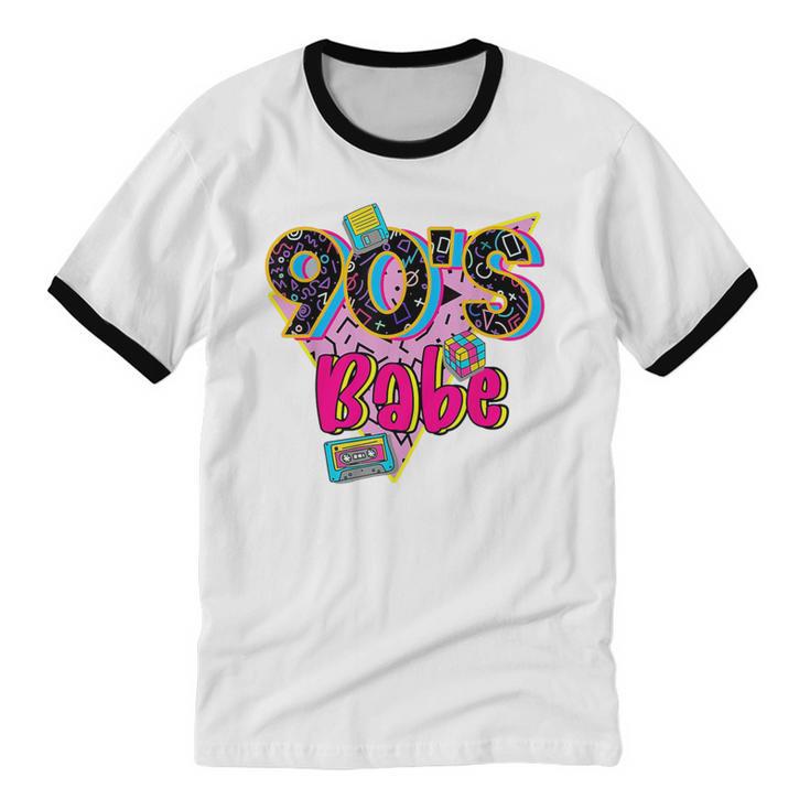Vintage 90's Babe Party Back To 90s Cassette Nostalgia Unisex Cotton Ringer T-Shirt