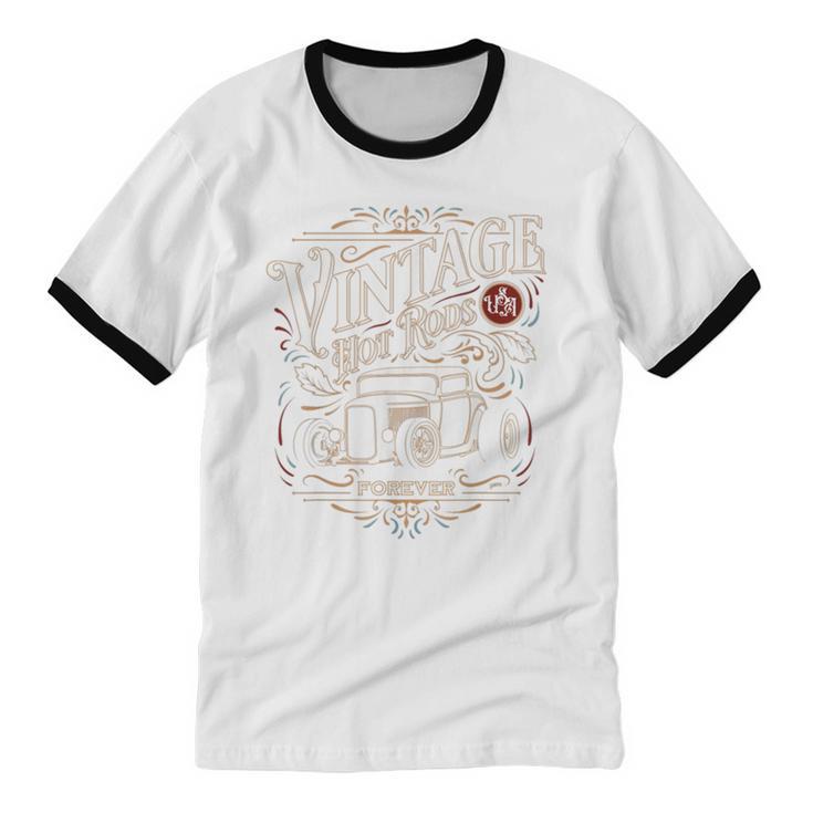 Vintage Hot Rods USA Forever Classic Car Nostalgia Unisex Cotton Ringer T-Shirt Vintage Hot Rods USA Forever Classic Car Nostalgia Unisex Cotton Ringer T-Shirt