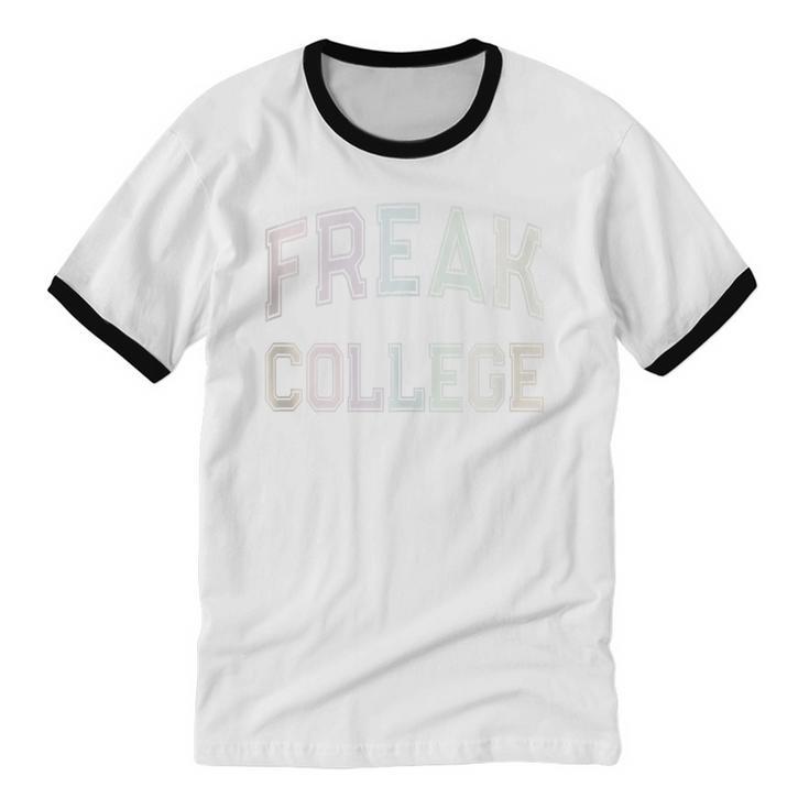 Vintage Sarcastic FREAK COLLEGE Introvert Anti Social Unisex Cotton Ringer T-Shirt
