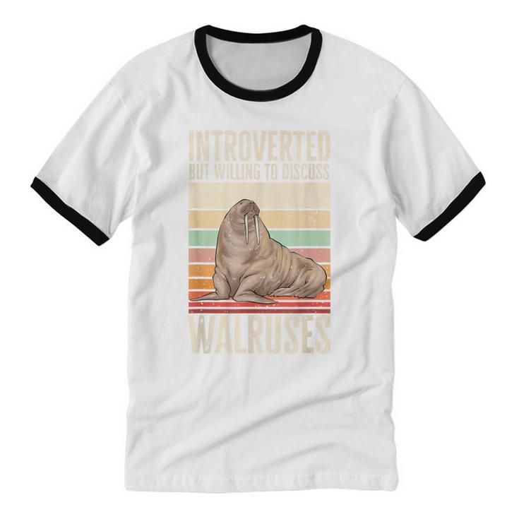 Walrus Lover Introvert Walrus Unisex Cotton Ringer T-Shirt