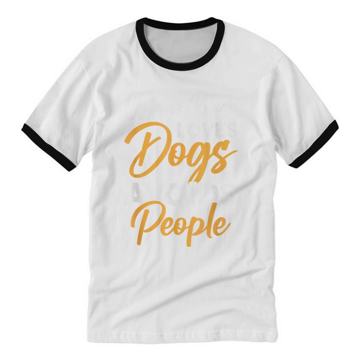 Wears Loves Dogs Avoids People I Introvert Unisex Cotton Ringer T-Shirt Wears Loves Dogs Avoids People I Introvert Unisex Cotton Ringer T-Shirt