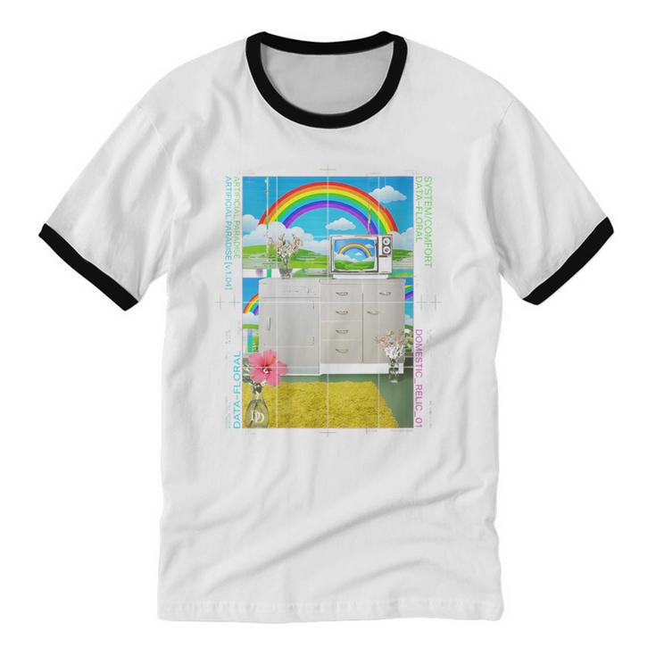Women's Frutiger Aero Aesthetic Rainbow Glitch Art Unisex Cotton Ringer T-Shirt
