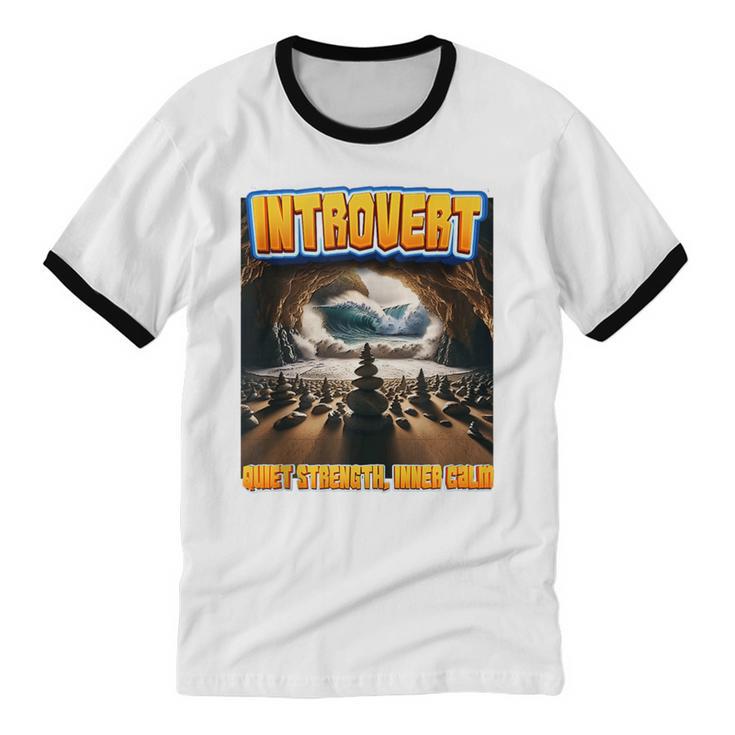World Introvert Day Quiet Strength Inner Calm Unisex Cotton Ringer T-Shirt