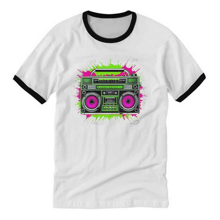 Y2K Home DJ Quarantine Nostalgia Boombox Party Unisex Cotton Ringer T-Shirt