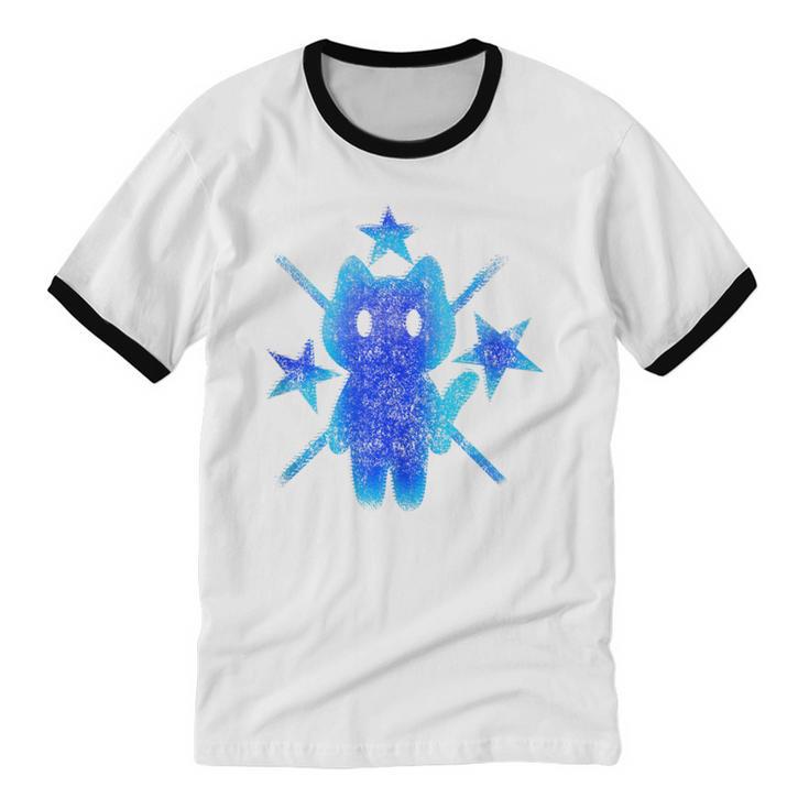 Yk2 Grunge Earthy Blue Cat With Stars Tomboy 90s Nostalgia Unisex Cotton Ringer T-Shirt Yk2 Grunge Earthy Blue Cat With Stars Tomboy 90s Nostalgia Unisex Cotton Ringer T-Shirt