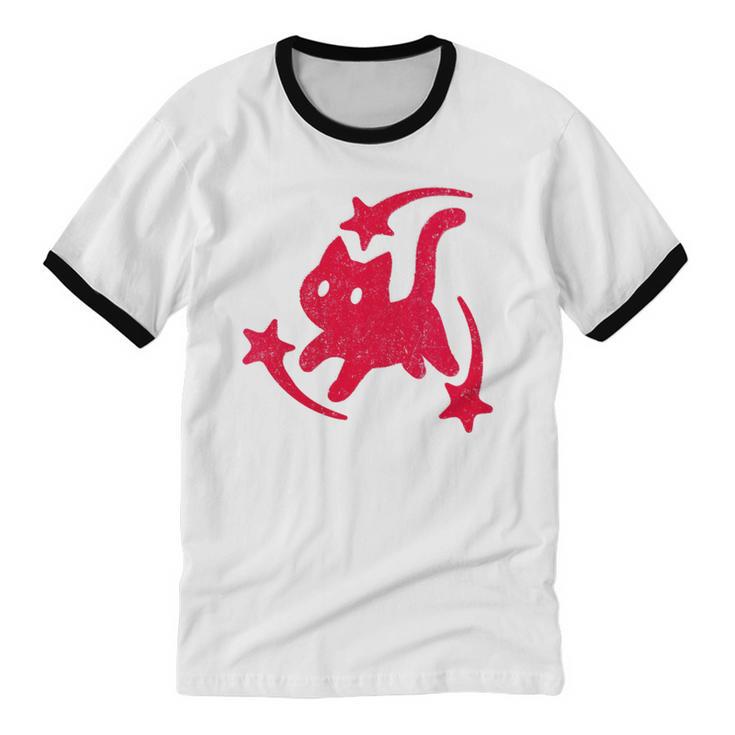 Yk2 Grunge Scary Cat With Shooting Stars 90s Nostalgia Unisex Cotton Ringer T-Shirt