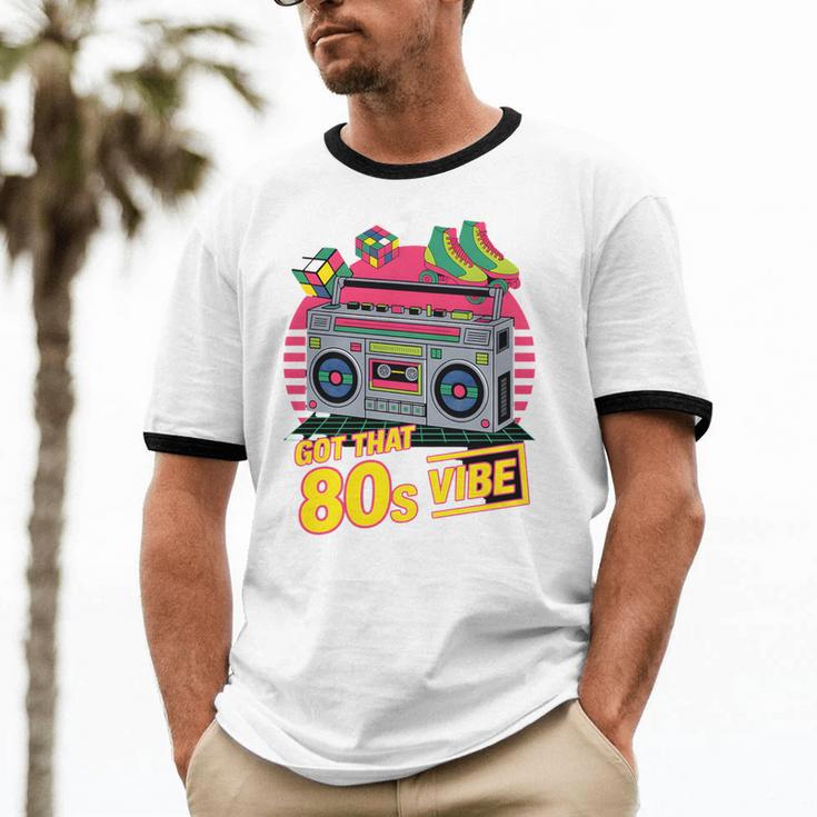 1980s 80s Reunion Nostalgia Memories Music School Grew Up Premium Tri-Blend Unisex Cotton Ringer T-Shirt