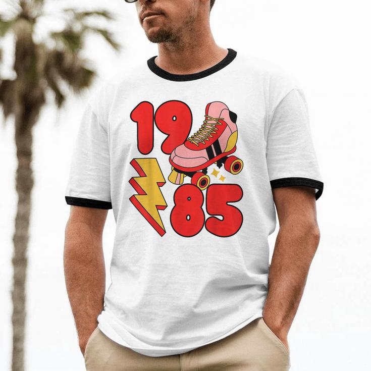 1985 Retro Roller Skate Vintage 80s Nostalgia Collector Unisex Cotton Ringer T-Shirt