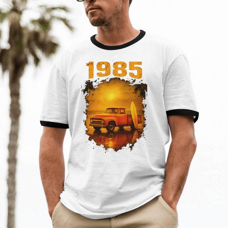 1985 Vintage Sunset Surf Truck Retro Beach Nostalgia Unisex Cotton Ringer T-Shirt 1985 Vintage Sunset Surf Truck Retro Beach Nostalgia Unisex Cotton Ringer T-Shirt