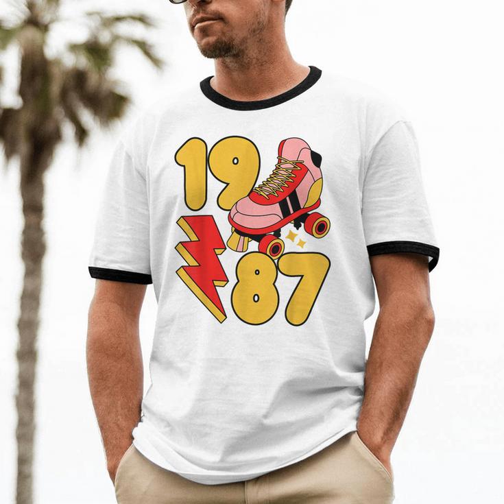 1987 Retro Roller Skate Vintage 80s Nostalgia Collector Unisex Cotton Ringer T-Shirt 1987 Retro Roller Skate Vintage 80s Nostalgia Collector Unisex Cotton Ringer T-Shirt