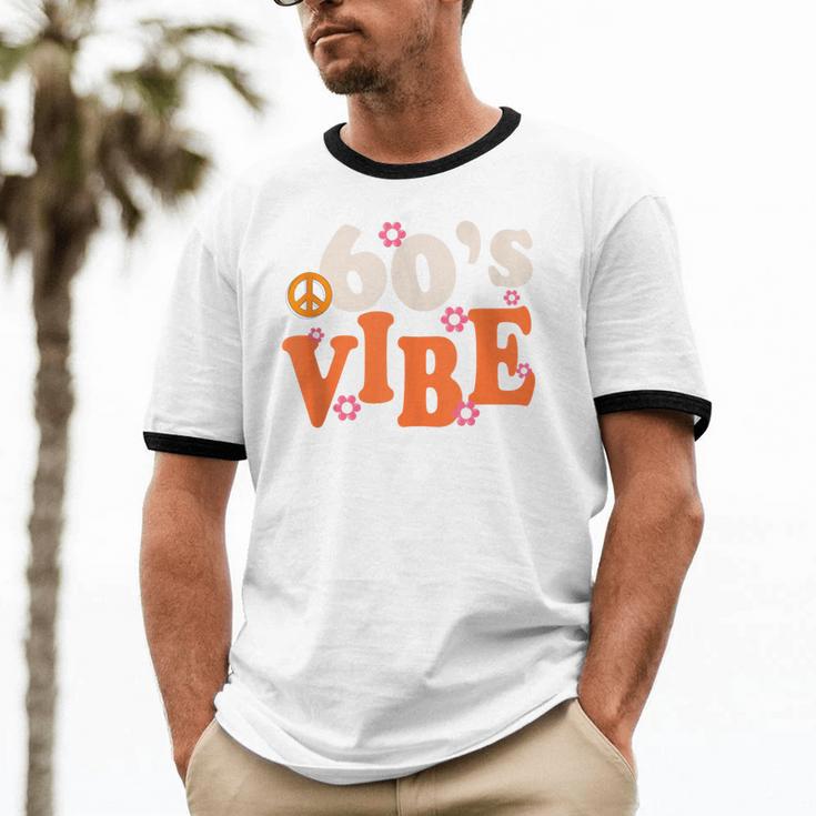 60's Vibe Retro Nostalgia Classic Mixtape Era 1960s Party Unisex Cotton Ringer T-Shirt