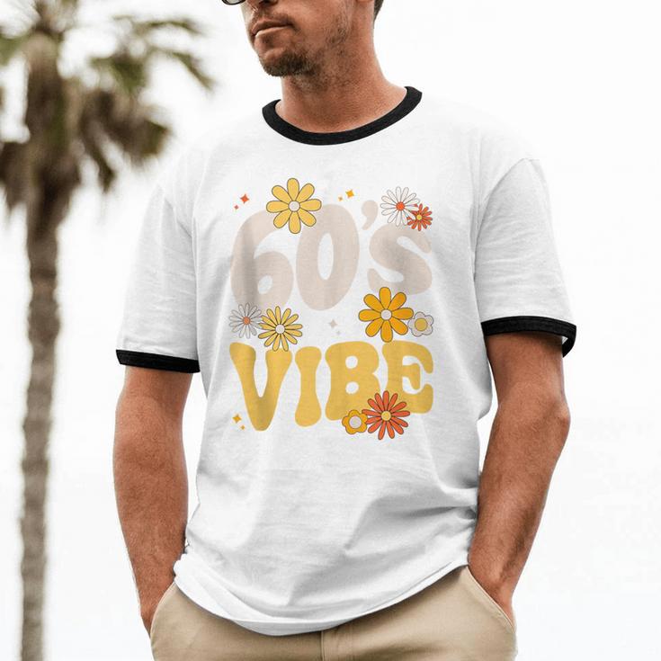 60's Vibe Vintage Nostalgia Mixtape Era 1960s Party Groovy Unisex Cotton Ringer T-Shirt