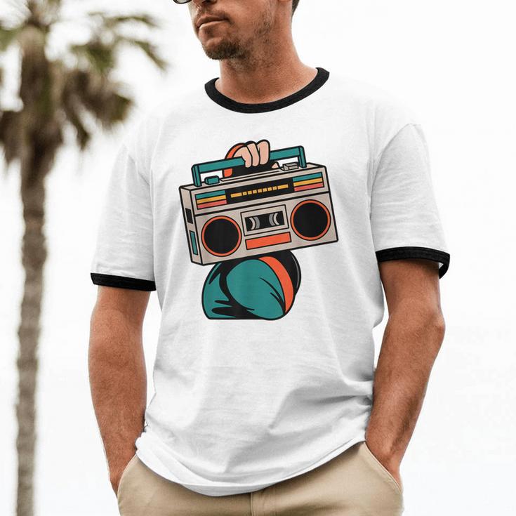 80s 90s Retro Party Costume Nostalgia Boombox Music Hip Hop Unisex Cotton Ringer T-Shirt