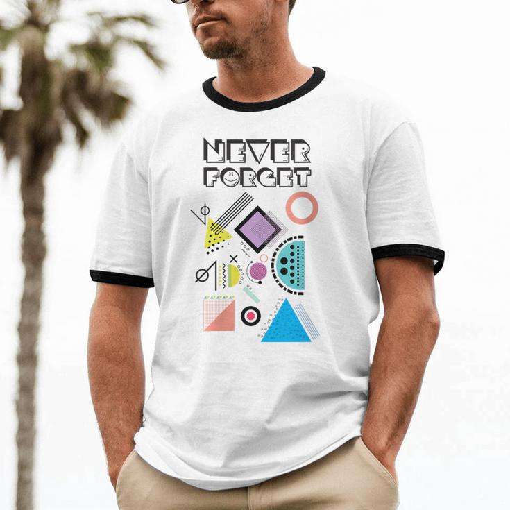 80s Nostalgia Never Forget Unisex Cotton Ringer T-Shirt 80s Nostalgia Never Forget Unisex Cotton Ringer T-Shirt