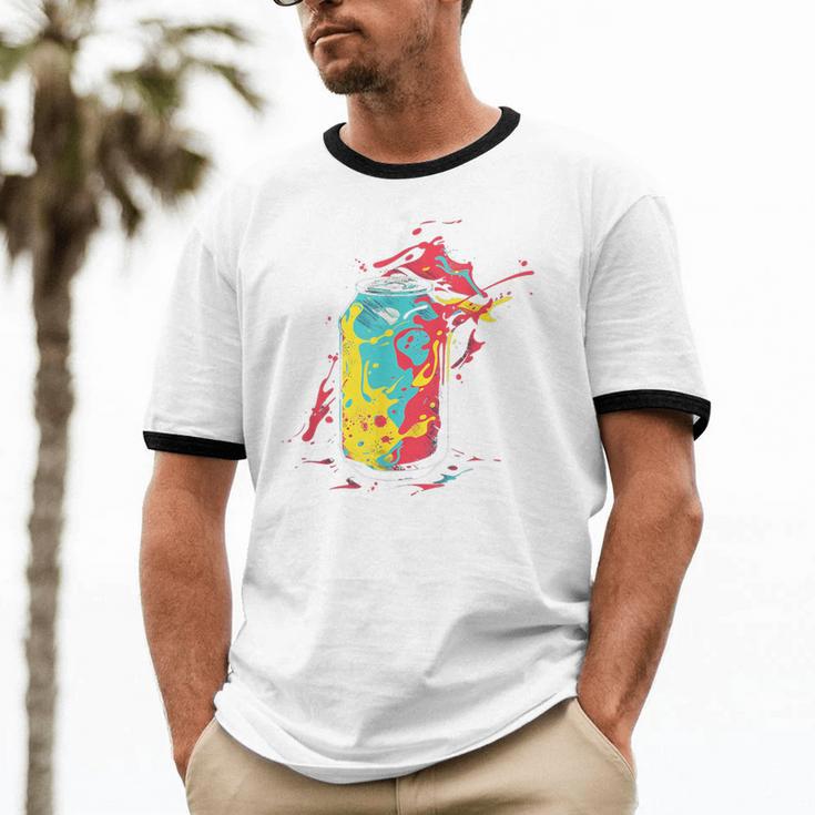 80s Nostalgia Soda Can Unisex Cotton Ringer T-Shirt