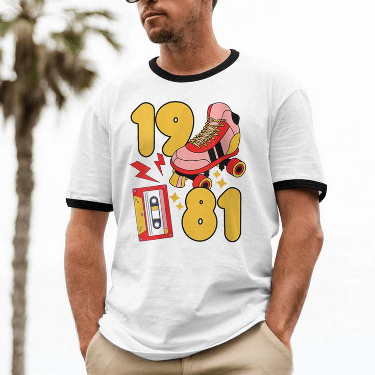 80s Vibes Mixed Tapes & Roller Skates 1981 Nostalgia Retro Unisex Cotton Ringer T-Shirt 80s Vibes Mixed Tapes & Roller Skates 1981 Nostalgia Retro Unisex Cotton Ringer T-Shirt