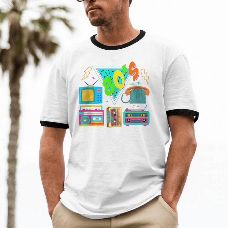 80's Vintage Cassette Tape Nostalgia Mixtape Era 1980s Retro Unisex Cotton Ringer T-Shirt