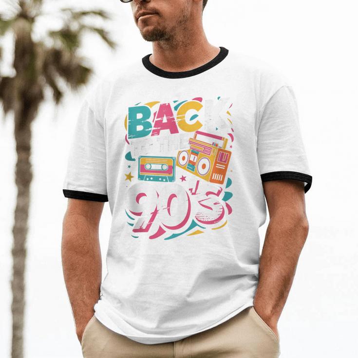 90's Nineties Nostalgia Costume Party Back To The 90s Unisex Cotton Ringer T-Shirt