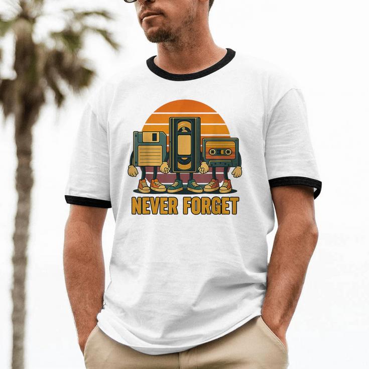 90s Nostalgia Never Forget Retro Unisex Cotton Ringer T-Shirt