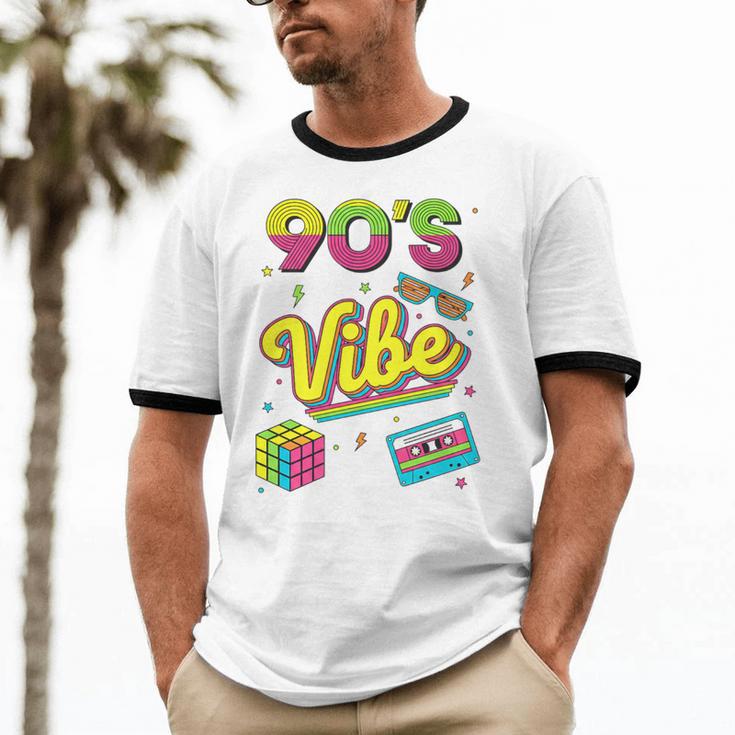 90s Nostalgia Retro Apparel 90'S Vibe Retro Premium Tri-Blend Unisex Cotton Ringer T-Shirt