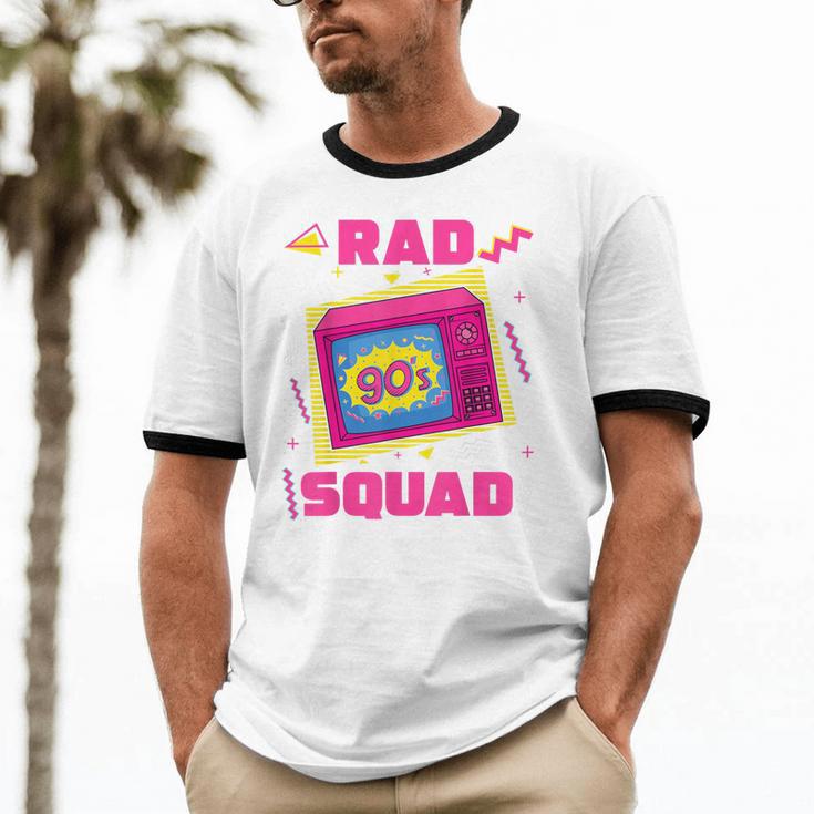 90s Rad Squad Retro Television 90s Aesthetic Nostalgia Unisex Cotton Ringer T-Shirt