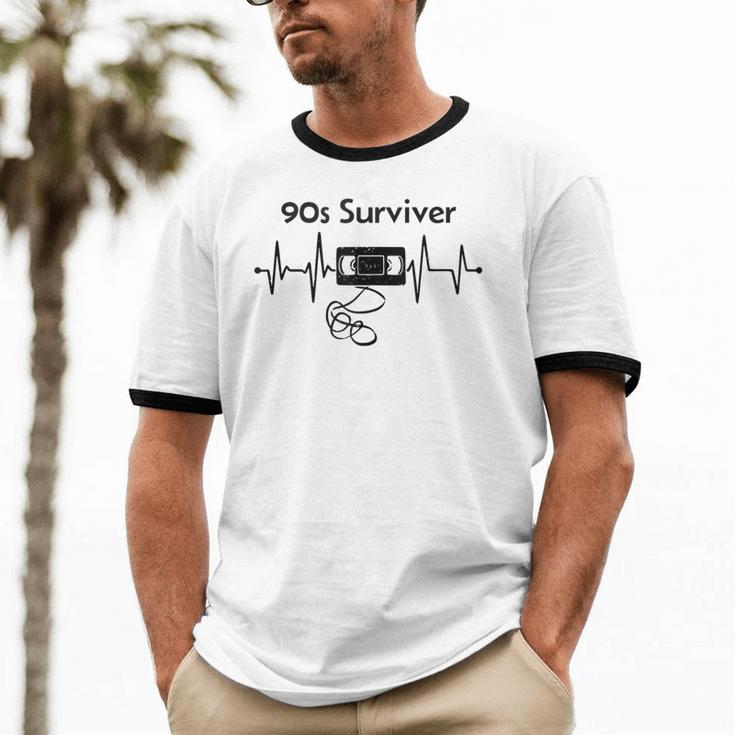 90s Survivor Retro Nostalgia Vintage Throwback Unisex Cotton Ringer T-Shirt