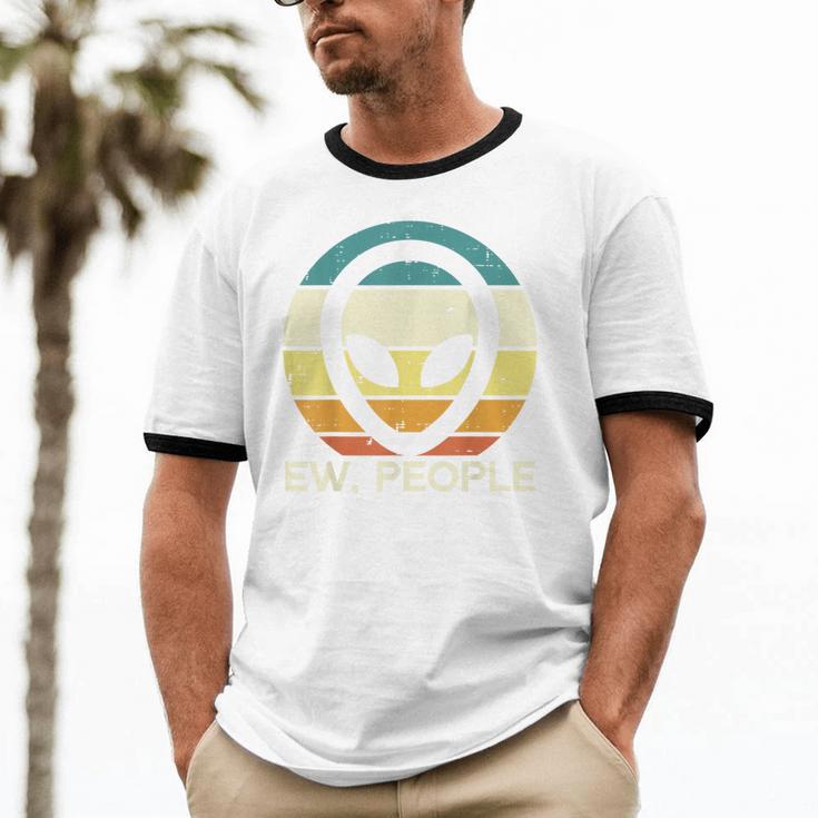 Alien Face Ew People Ufo Introvert Men Women Kids Teen Unisex Cotton Ringer T-Shirt