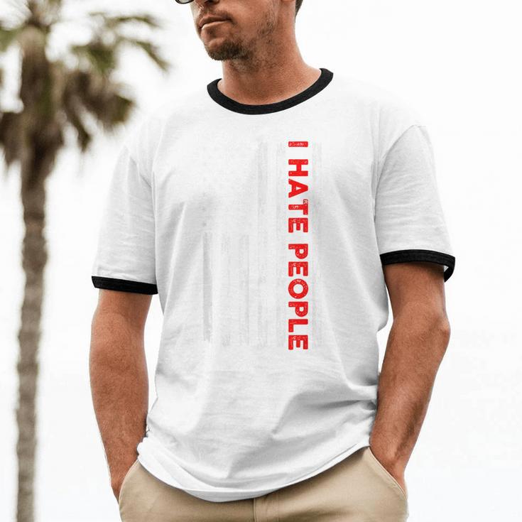 American Flag Loner Geeks Antisocial For Introvert Pride Unisex Cotton Ringer T-Shirt American Flag Loner Geeks Antisocial For Introvert Pride Unisex Cotton Ringer T-Shirt