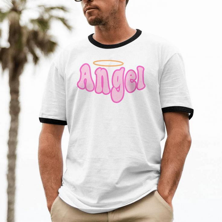 Angel Y2k Aesthetic 2000s Millennial Nostalgia Retro Pink Unisex Cotton Ringer T-Shirt Angel Y2k Aesthetic 2000s Millennial Nostalgia Retro Pink Unisex Cotton Ringer T-Shirt