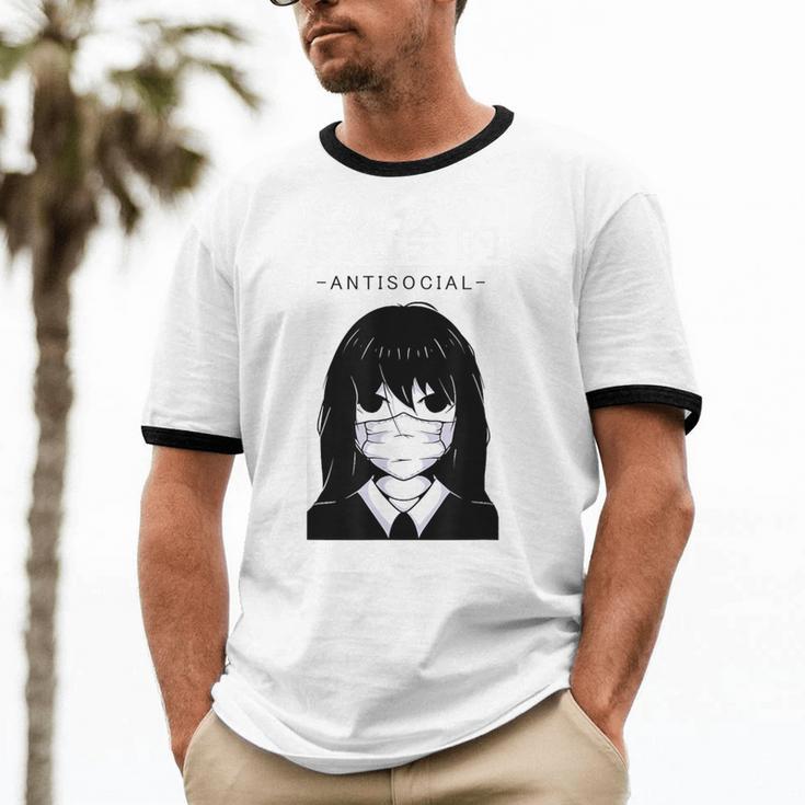 Anime Antisocial Introvert I Hate People Anti Social EMD Unisex Cotton Ringer T-Shirt
