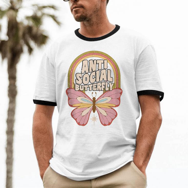 Anti-Social Introvert Butterfly Lover Unisex Cotton Ringer T-Shirt Anti-Social Introvert Butterfly Lover Unisex Cotton Ringer T-Shirt