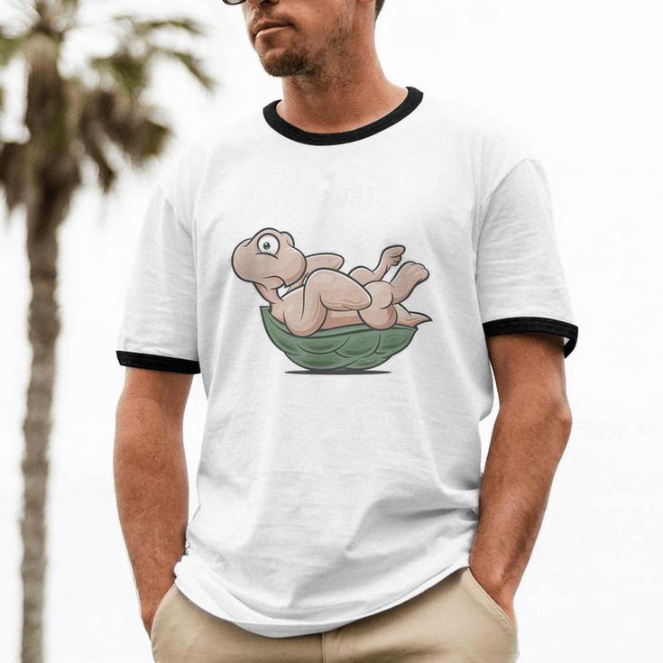 Awkward Turtle Upside Down Witty Comical Introvert Unisex Cotton Ringer T-Shirt