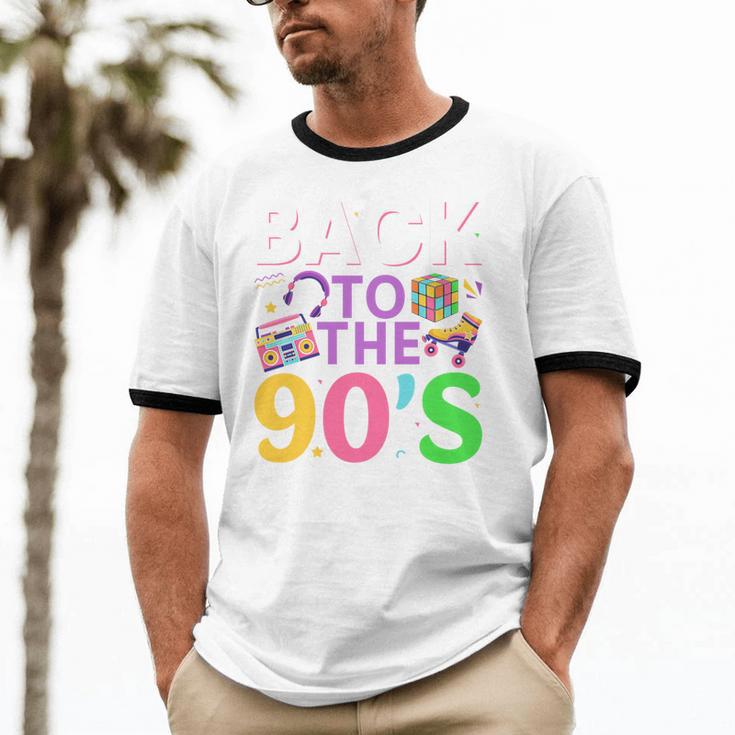 Back To The 90's Mixtape Era Nostalgia Retro 1990 90's Style Premium Tri-Blend Unisex Cotton Ringer T-Shirt