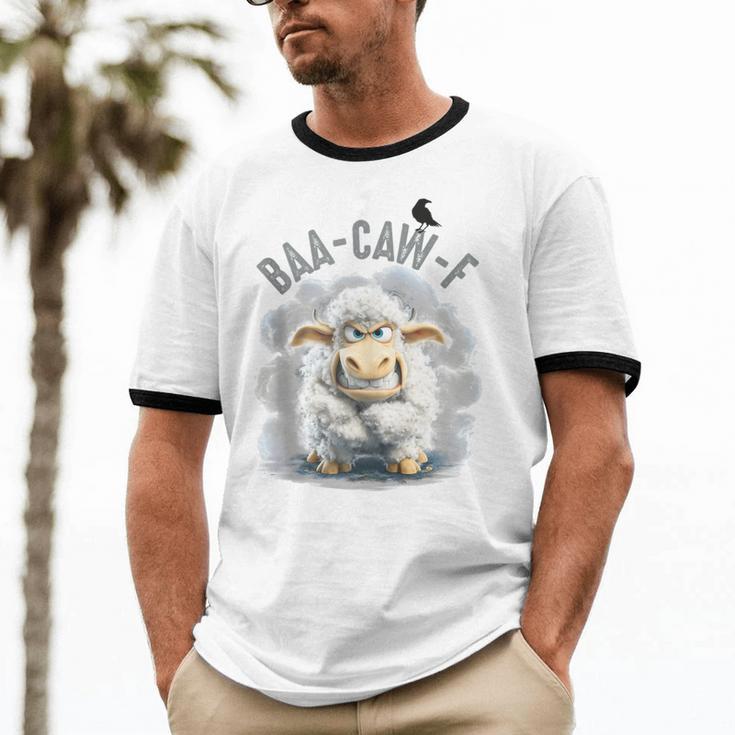Back Off – Sheep Baa Crow Caw Pun For Introverts Unisex Cotton Ringer T-Shirt