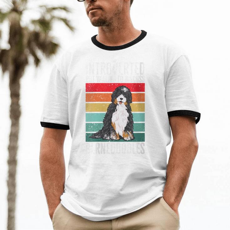 Bernedoodle Dog Introvert Bernedoodle Unisex Cotton Ringer T-Shirt
