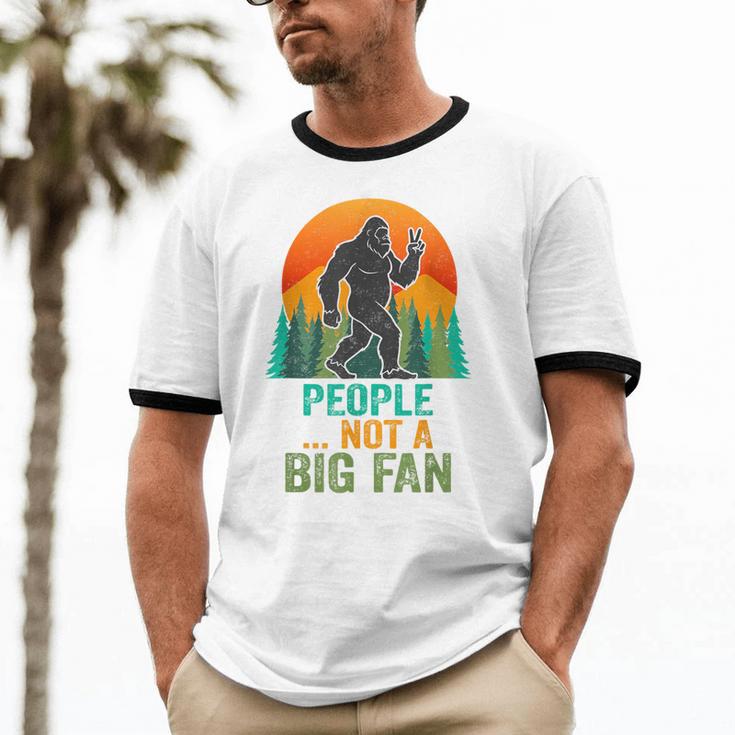 Bigfoot Introvert People Not A Big Fan Retro Sasquatch Unisex Cotton Ringer T-Shirt