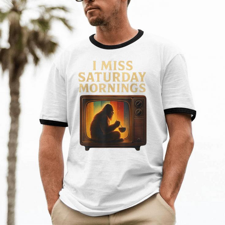 Bigfoot Saturday Morning Nostalgia Unisex Cotton Ringer T-Shirt
