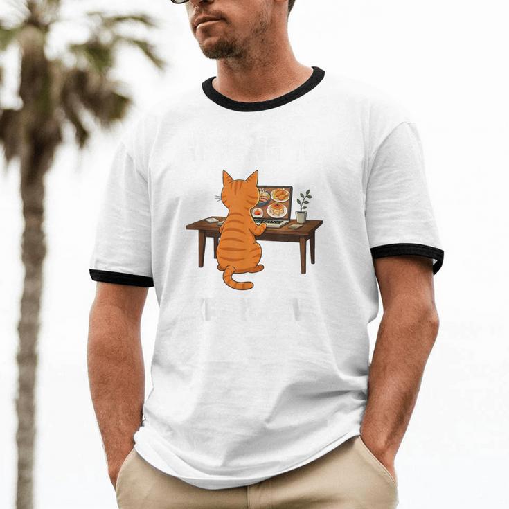 Cat Ignoring You Expert Level Orange Tabby Introvert Unisex Cotton Ringer T-Shirt
