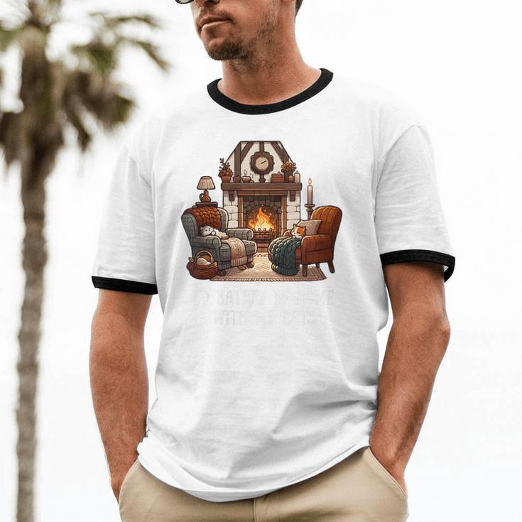 Cat Lover I'd Rather Be Home With My Cats Introvert Cozy Unisex Cotton Ringer T-Shirt Cat Lover I'd Rather Be Home With My Cats Introvert Cozy Unisex Cotton Ringer T-Shirt
