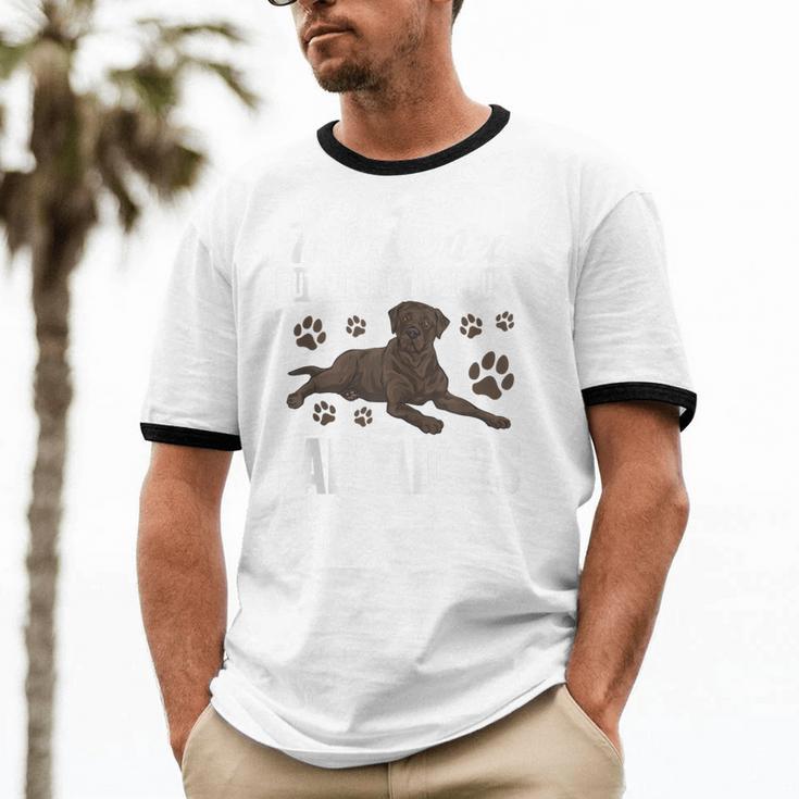 Chocolate Lab Dog Introvert Chocolate Labrador Retriever Unisex Cotton Ringer T-Shirt