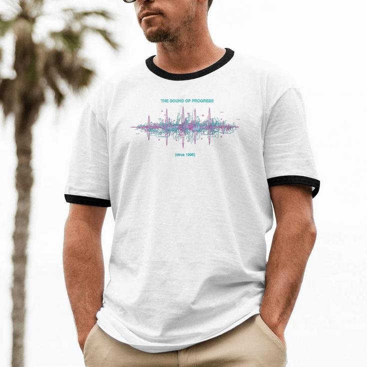 DIAL UP Modem Sound Of Progress 1996 Gen X Tech Nostalgia Unisex Cotton Ringer T-Shirt DIAL UP Modem Sound Of Progress 1996 Gen X Tech Nostalgia Unisex Cotton Ringer T-Shirt