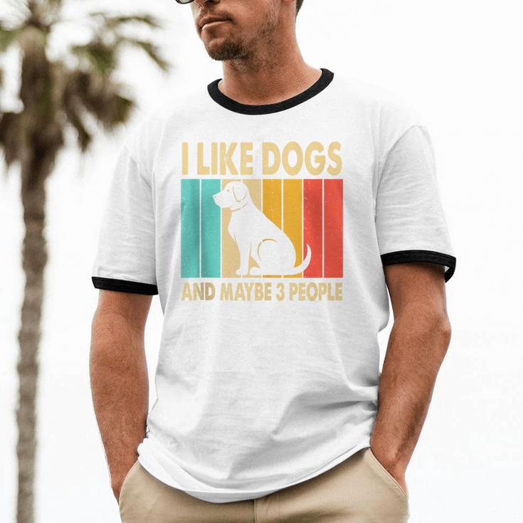 I Like Dogs And Maybe 3 People Introvert Unisex Cotton Ringer T-Shirt I Like Dogs And Maybe 3 People Introvert Unisex Cotton Ringer T-Shirt