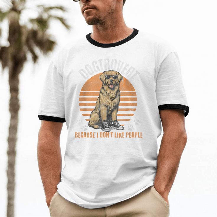 Dogtrovert Definition For Introvert Dog Lovers Unisex Cotton Ringer T-Shirt