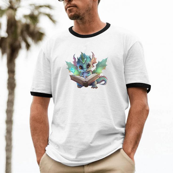 Easily Distracted By Dragon And Books Introvert Shirt Unisex Cotton Ringer T-Shirt Easily Distracted By Dragon And Books Introvert Shirt Unisex Cotton Ringer T-Shirt