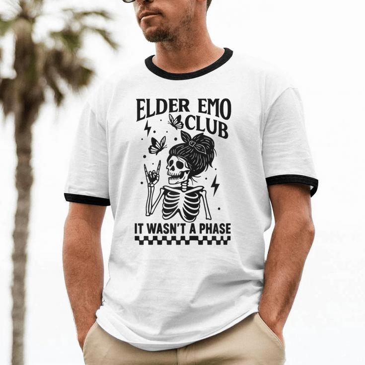 Elder Emo Club Skeleton Nostalgia It Wasn't a Phase Mom Unisex Cotton Ringer T-Shirt Elder Emo Club Skeleton Nostalgia It Wasn't a Phase Mom Unisex Cotton Ringer T-Shirt